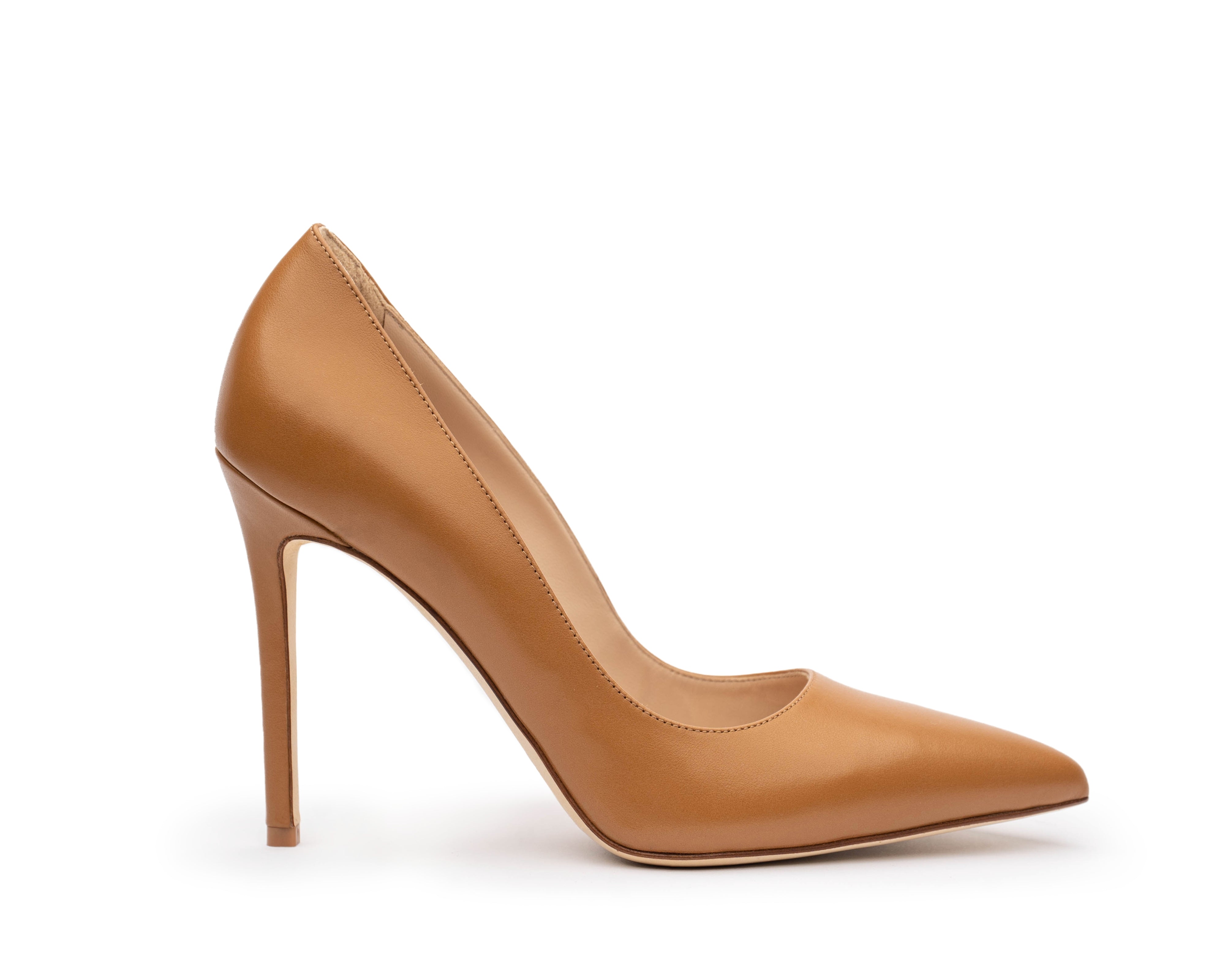 Caramel Mink brown heels. Cushioned insole women's heel comfortable Italian nude pumps. Light brown business shoes.