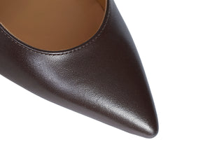 Cushioned insole women's heel comfortable Italian nude pumps. Black brown business shoes.