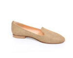 Women's loafer comfortable shoes with rich, medium skin tones and neutral undertone. Italian Nappa Leather flat. Nude and true. Cashmere color. Light tan. Off-white color loafer. Business professional or office high heel shoes. Tan