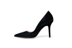 The Black Collection - 95mm Heel in Italian Suede. Nude High Heels. Casual Heels.