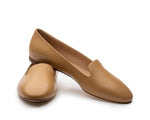 Women's nude loafers. Women's flats. Office flats. Office loafers. Causal shoes. Italian leather. Brown loafers.